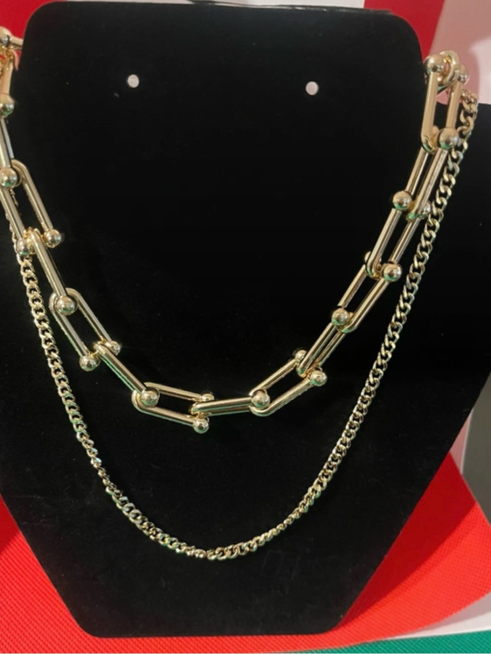 Stainless steel Gold plated Link Layered Necklace - Women Jewelry